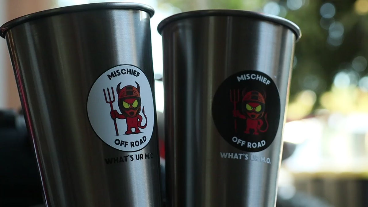 Load video: Mischief Stainless Pint Glass